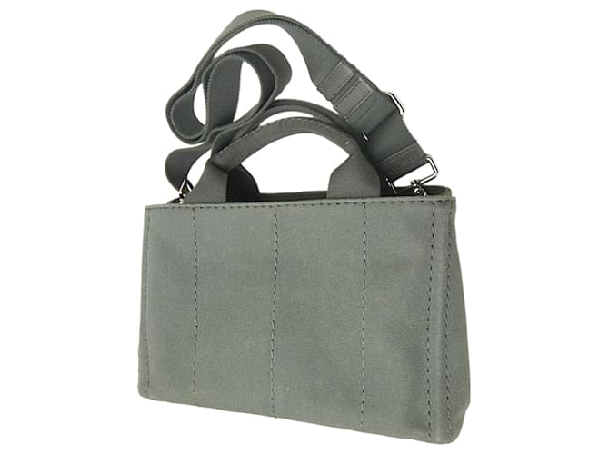 Borsa Prada Gray Small Canvas Canapa Logo Marrone Grigio antracite - vista 2