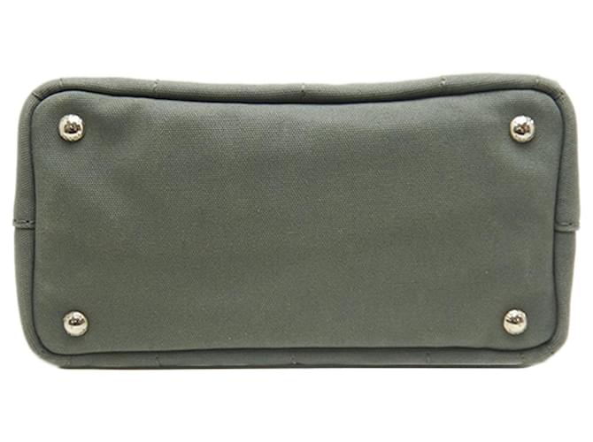 Borsa Prada Gray Small Canvas Canapa Logo Marrone Grigio antracite - vista 6