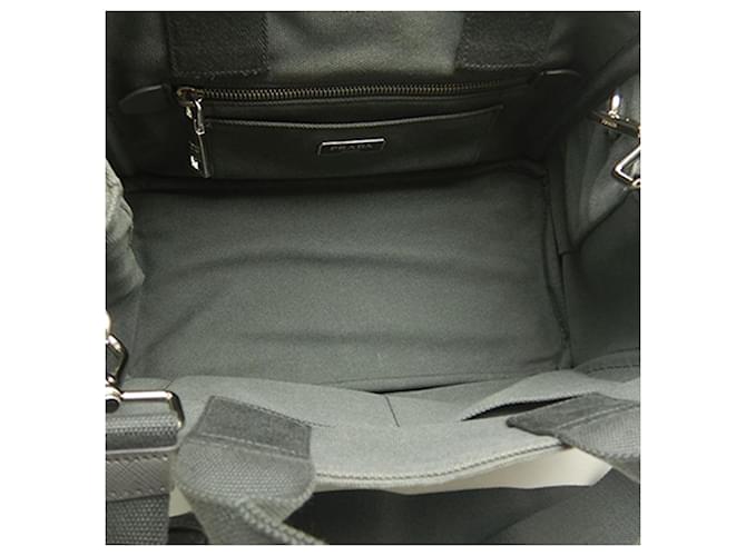 Borsa Prada Gray Small Canvas Canapa Logo Marrone Grigio antracite - vista 7