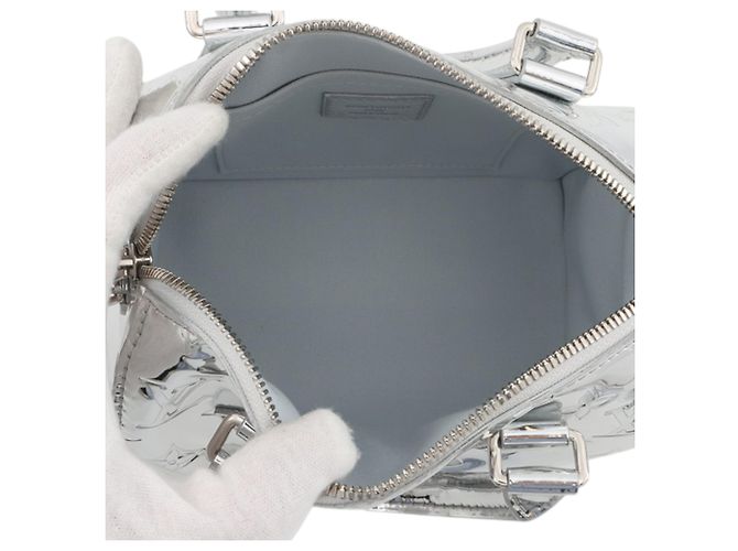 Louis Vuitton Specchio Monogram Argentato Speedy Bandouliere 20 Argento - vista 4