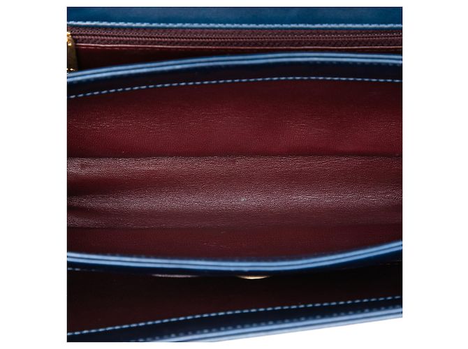 Chanel Blue Small Quilted Calfskin Straight Lined Flap Blu scuro - vista 4