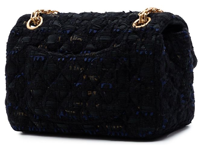 Chanel Black Quilted Tweed Reissue 2.55 Single Flap 224 Nero - vista 2