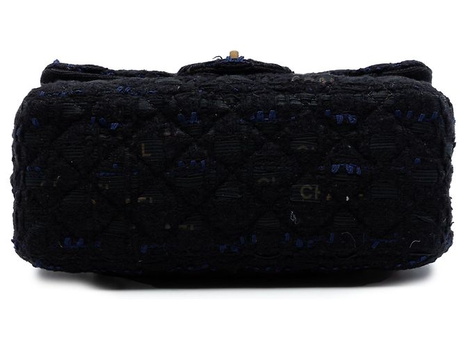 Chanel Black Quilted Tweed Reissue 2.55 Single Flap 224 Nero - vista 3
