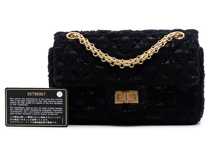 Chanel Black Quilted Tweed Reissue 2.55 Single Flap 224 Nero - vista 7