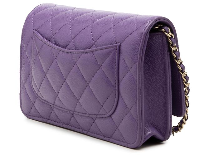 Wallet On Chain Cartera con cadena Chanel Purple CC en Caviar acolchado Púrpura - vista 2