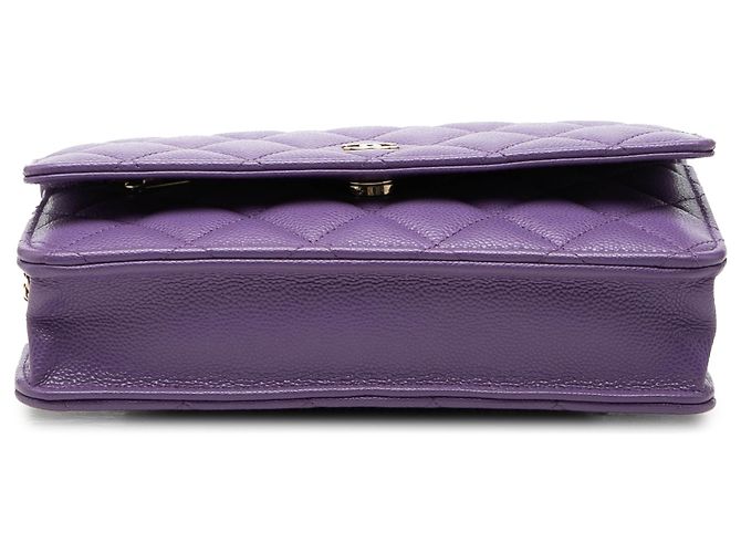 Wallet On Chain Cartera con cadena Chanel Purple CC en Caviar acolchado Púrpura - vista 3