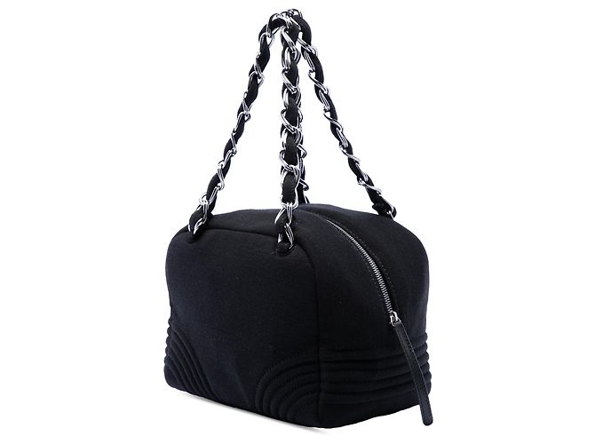 Borsa Chanel Black Small CC Jersey Bowler Nero - vista 2
