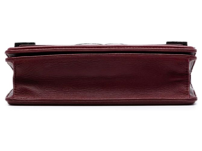 Chanel Boy Brick Horizontal Flap in agnello rosso e acrilico Bordò - vista 3