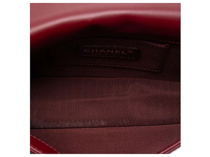 Chanel Boy Brick Horizontal Flap in agnello rosso e acrilico Bordò - vista 4