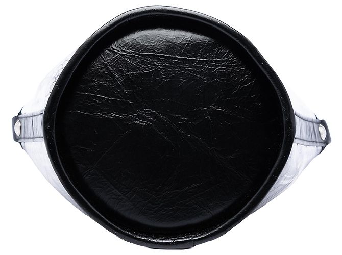 Borsa bucket Chanel Black Small in PVC e pelle di vitello stropicciata Camellia Coco Nero - vista 3