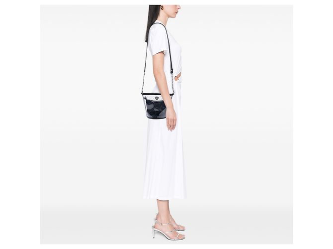 Borsa bucket Chanel Black Small in PVC e pelle di vitello stropicciata Camellia Coco Nero - vista 5