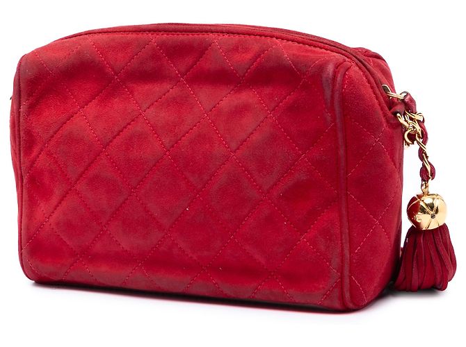 Camera Borsa a tracolla Chanel Red CC in scamosciato trapuntato con nappa e diamanti Rosso - vista 2