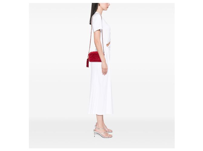 Camera Borsa a tracolla Chanel Red CC in scamosciato trapuntato con nappa e diamanti Rosso - vista 5
