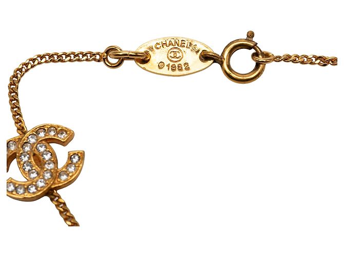 Bracciale Chanel Gold Triple CC placcato oro e strass D'oro - vista 4