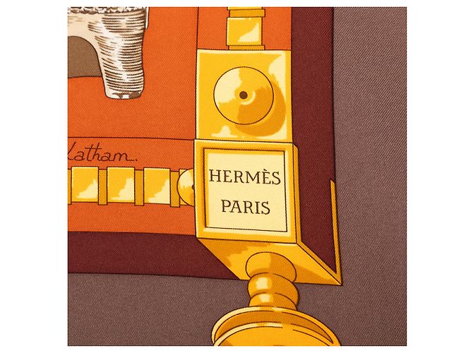 Sciarpa in seta Hermès Orange Cuillers d Afrique 90 - vista 2