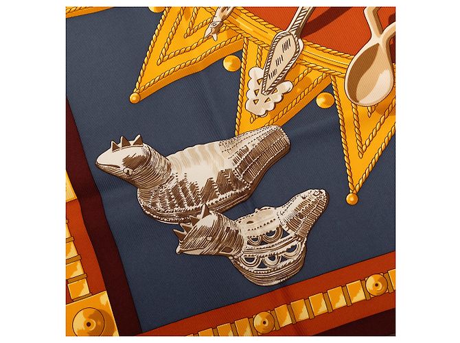 Sciarpa in seta Hermès Orange Cuillers d Afrique 90 - vista 3