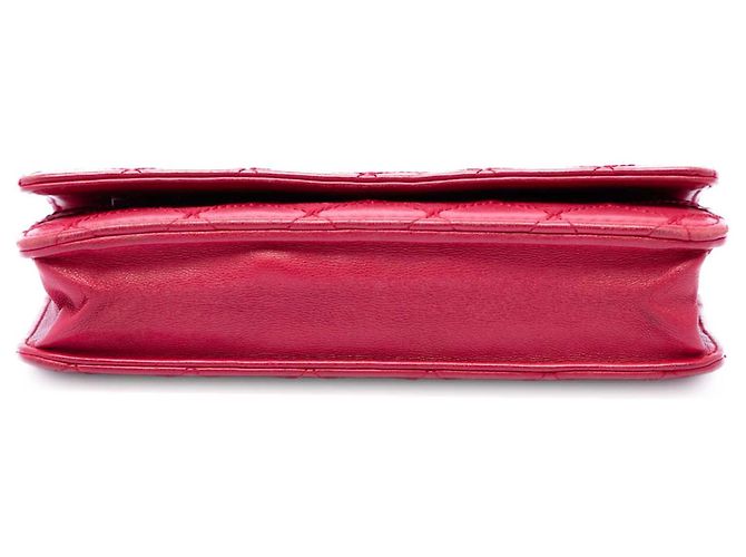 Wallet On Chain Portafoglio con catena in agnello Wild Stitch rosso con CC Chanel - vista 3