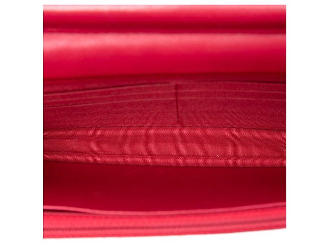 Wallet On Chain Portafoglio con catena in agnello Wild Stitch rosso con CC Chanel - vista 4