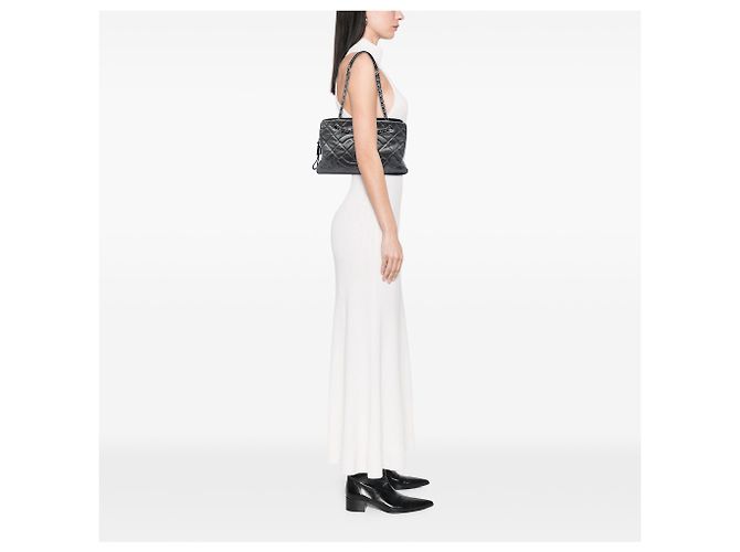 Tote Chanel Gray CC Quilted Caviar Chain Marrone Grigio antracite - vista 5