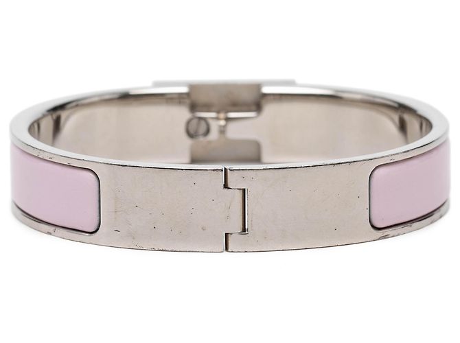 Bracciale Hermès Pink Narrow Enamel Clic Anneau PM Rosa - vista 3