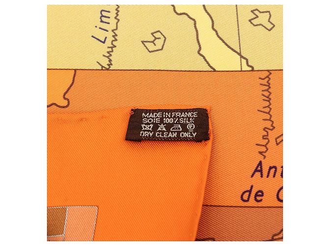 Sciarpa in seta Hermès Orange Le Monde Est Vaste 90 Arancione - vista 5