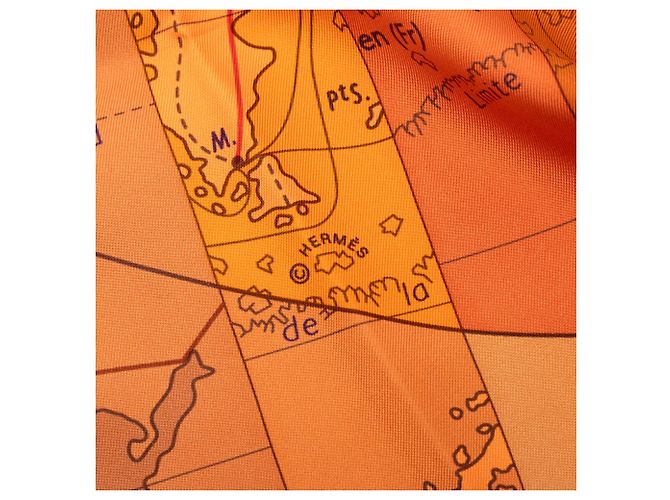 Sciarpa in seta Hermès Orange Le Monde Est Vaste 90 Arancione - vista 6