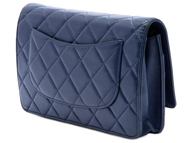 Chanel Blue CC gestepptes Lammleder Wallet On Chain Blau Marineblau - Ansicht 2