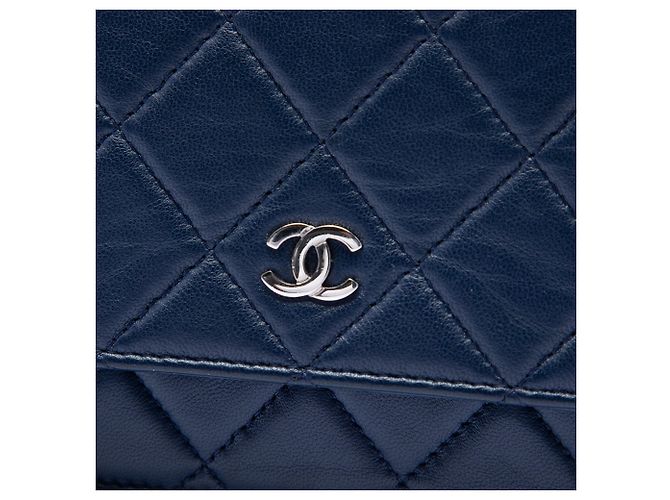 Chanel Blue CC gestepptes Lammleder Wallet On Chain Blau Marineblau - Ansicht 5