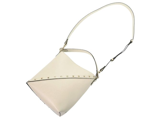 Borsa a secchiello Valentino in pelle bianca con Rockstud - vista 14