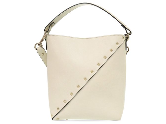 Borsa a secchiello Valentino in pelle bianca con Rockstud - vista 2