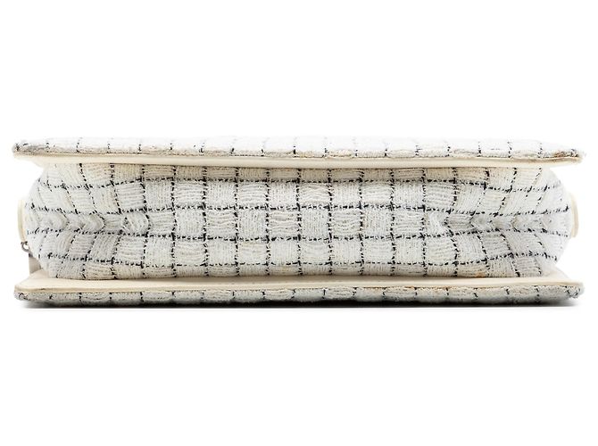 Borsa Shopping Chanel in Tweed Bianco e Resina con Cerniera Crudo - vista 3