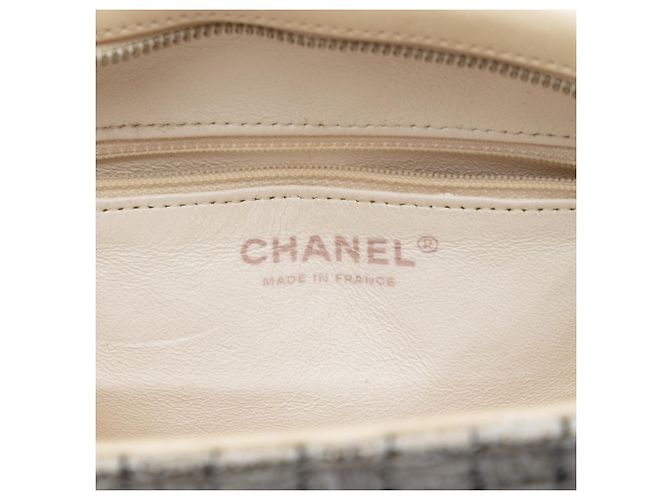 Borsa Shopping Chanel in Tweed Bianco e Resina con Cerniera Crudo - vista 5