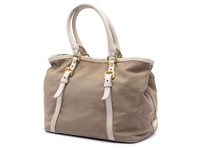 Sac à main Prada Beige Canvas Canapa Logo Bow Satchel - vue 2