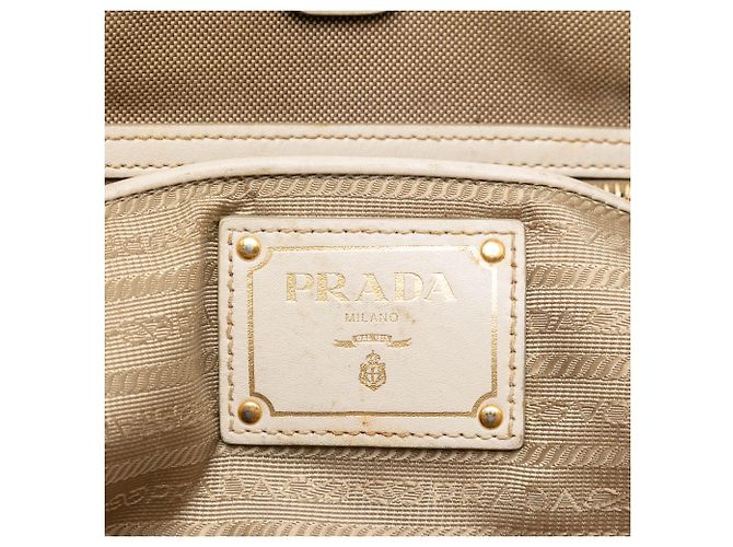 Sac à main Prada Beige Canvas Canapa Logo Bow Satchel - vue 5
