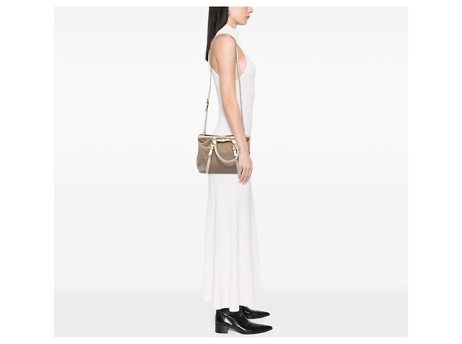 Sac à main Prada Beige Canvas Canapa Logo Bow Satchel - vue 6