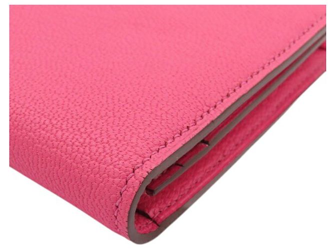 Cartera larga plegable Hermès Pink Chevre Bearn Soufflet Rosa - vista 11