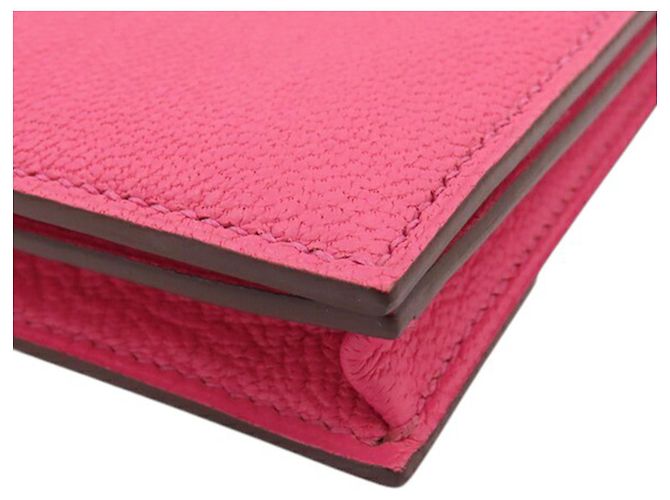 Cartera larga plegable Hermès Pink Chevre Bearn Soufflet Rosa - vista 3