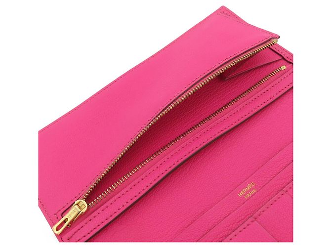 Cartera larga plegable Hermès Pink Chevre Bearn Soufflet Rosa - vista 5