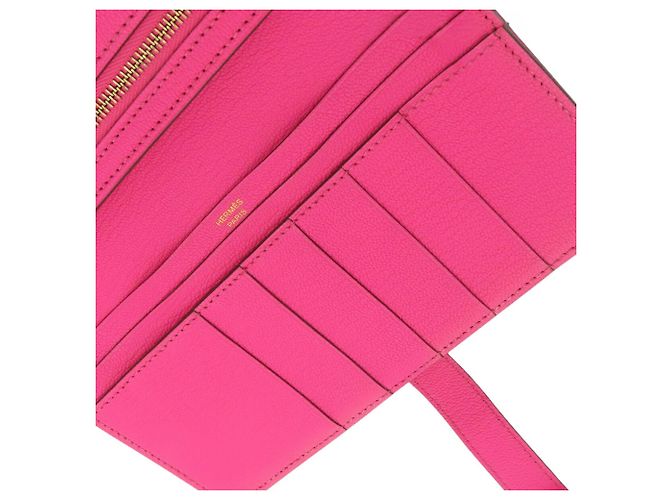 Cartera larga plegable Hermès Pink Chevre Bearn Soufflet Rosa - vista 6