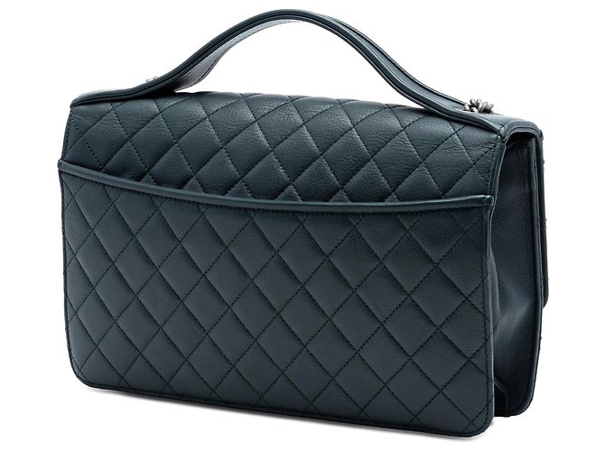 Chanel Green Medium Quilted Goatskin CC University Flap Verde Verde scuro - vista 2