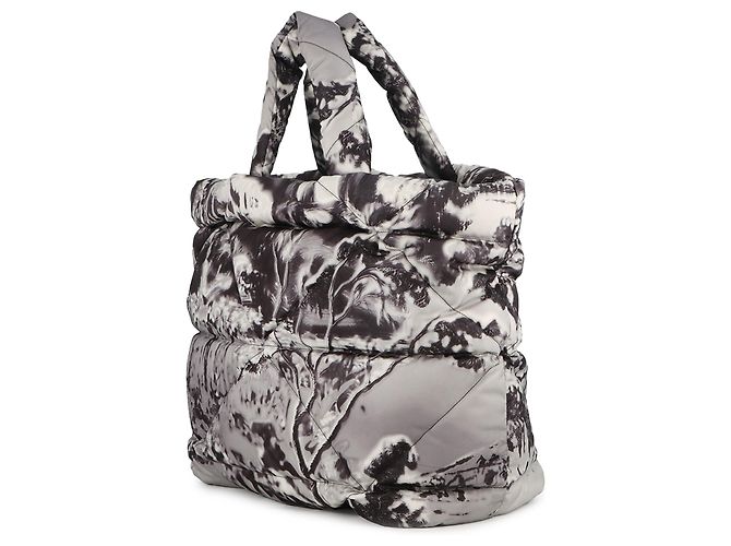 Tote acolchoado estampado em Re Nylon cinza Prada Marrom - vista 2