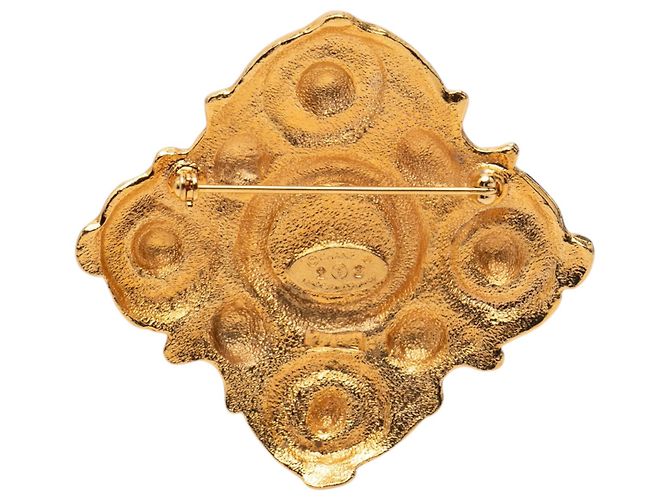 Spilla Chanel Gold Gold Plated Rhombus Faux Pearl D'oro - vista 2
