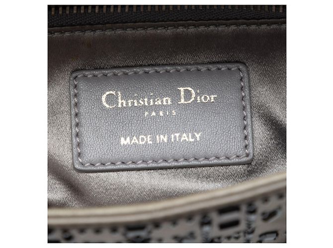 Lady Dior Mini in raso grigio con ricami cannage e cristalli Dior Marrone - vista 5