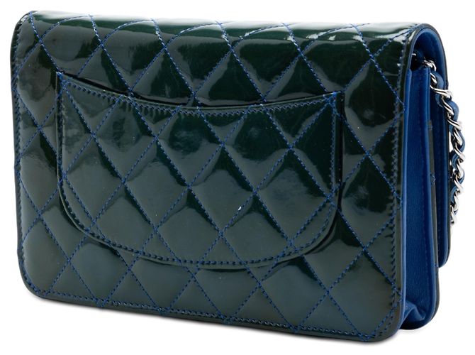 Chanel Blue CC Quilted Patent Wallet On Chain Geldbörse Blau Dunkelblau - Ansicht 2