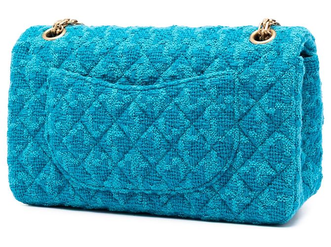 Chanel Blue Quilted Tweed Reissue 2.55 Double Flap 225 - vista 2