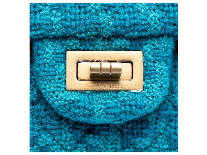Chanel Blue Quilted Tweed Reissue 2.55 Double Flap 225 - vista 5