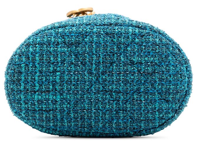 Borsa a secchiello Chanel Blue Tweed Pending CC Top Handle Turchese - vista 3