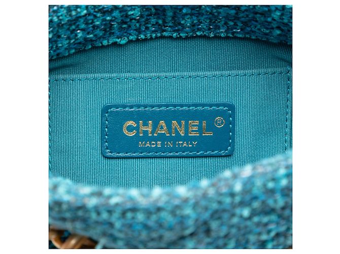 Borsa a secchiello Chanel Blue Tweed Pending CC Top Handle Turchese - vista 5