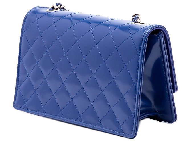 Chanel Blue CC Trapuntato Vernice Single Flap - vista 2