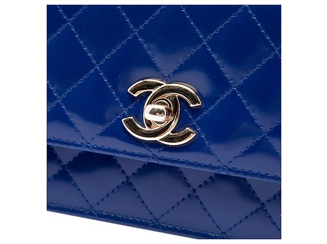 Chanel Blue CC Trapuntato Vernice Single Flap - vista 5